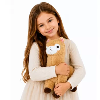 LEAN TOYS Plīša alpakas lama rotaļlieta, mīksta, krēmkrāsas, 38 cm