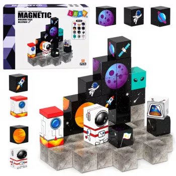 LEAN TOYS Magnētisko bloku komplekts 50 gab. 3D kubi Pikseļu konstruktors