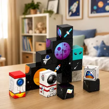 LEAN TOYS Magnētisko bloku komplekts 50 gab. 3D kubi Pikseļu konstruktors