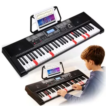 MK 2115 Izglītojoša pārnēsājama tastatūra 37 taustiņu elektroniskās klavieres ar 8 toņiem, 8 ritmiem, 4 demonstrācijas dziesmām, mikrofona ieeju, melna