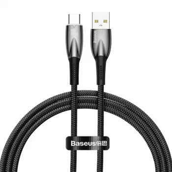 Baseus Glimmer USB-A uz USB-C kabelis 100W 1m Melns
