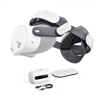 BOBOVR M3 Pro+ Battery Head Strap ar 6500 mAh akumulatoru un uzlādes dokstaciju Meta Quest 3/3S - Balta