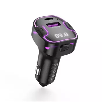 XO BCC12 Bluetooth 5.0 FM raidītājs ar divkāršu USB uzlādi, brīvroku zvanīšanu, LED displeju, USB/TF kartes MP3 atskaņotāju, automašīnas akumulatora sprieguma monitoru 12V/24V transportlīdzekļiem