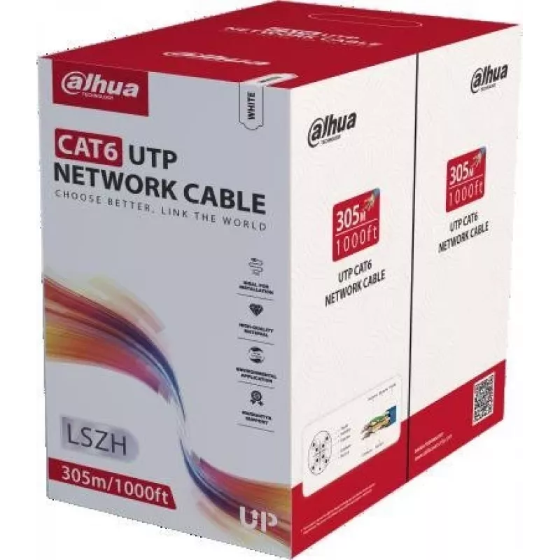 DAHUA PFM923I-6UN-C CAT6 UTP vads ruļļos 305m balts