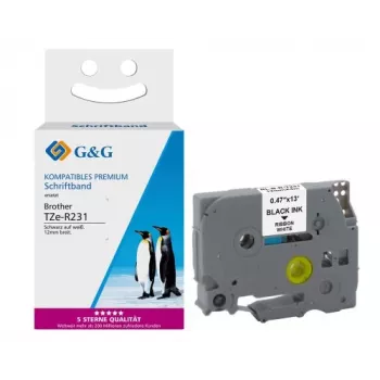 G&G Ninestar satīna lente saderīga ar Brother TZe-R231, 12mm x 4m, sarkana
