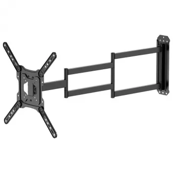 Brateck LPA84-445XL pilnas kustības TV/monitora sienas stiprinājums 37-80 collu ekrāniem, 50kg ietilpība, VESA līdz 600x400, dubultā šarnīra roka, matēti melns