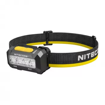 Nitecore HA19 600 lūmenu balta un sarkana LED galvas lampa ar IPX7 ūdensizturības klasi, 100 m staru kūļa attālumu, divu pogu interfeisu, atstarojošu galvas saiti, 3x AAA barošanu