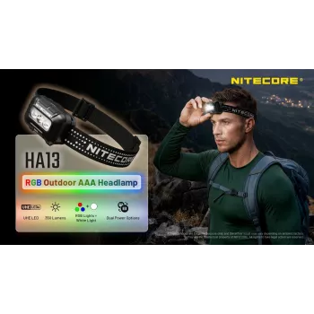 NITECORE HA13 (2026) RGB Galvas lukturis 350lm