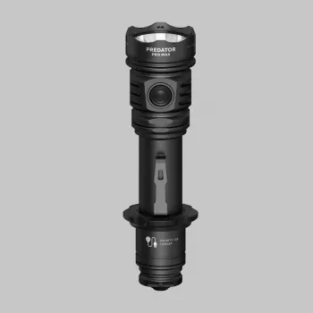 Armytek Predator PRO MAX taktiskais lukturis 3000 lūmenu, silti balta gaisma, 501m staru kūlis, Cree XHP70.2, uzlādējams 21700, melns