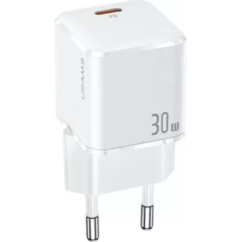 USAMS T45 Mini 30W USB-C PD3.0 sienas lādētājs balts CC148TC02 (US-CC148)