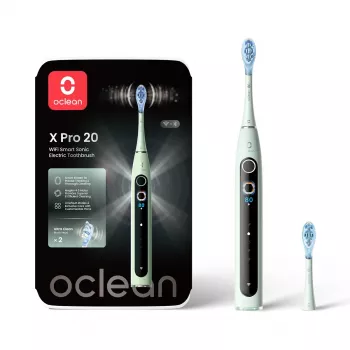 Oclean X Pro 20 viedā skaņas elektriskā zobu birste, piparmētru zaļa, Bluetooth, 42 000 VPM, ar 1 birstes galviņu