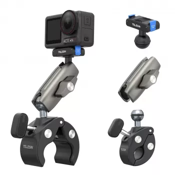 TELESIN Magic Arm Clamp Mount priekš DJI Osmo Action 5 Pro/4/3, Osmo 360, GoPro, Insta360 – S3-HBM-14-TDJ