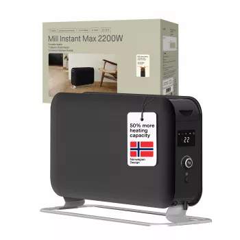 Mill Instant Max LED pārnēsājamais konvekcijas sildītājs, 2200 W, melns