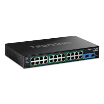 TRENDnet 26 portu rūdīts industriālais Gigabit PoE+ pārvaldāmais slēdzis ar 24x PoE+ un 2x SFP