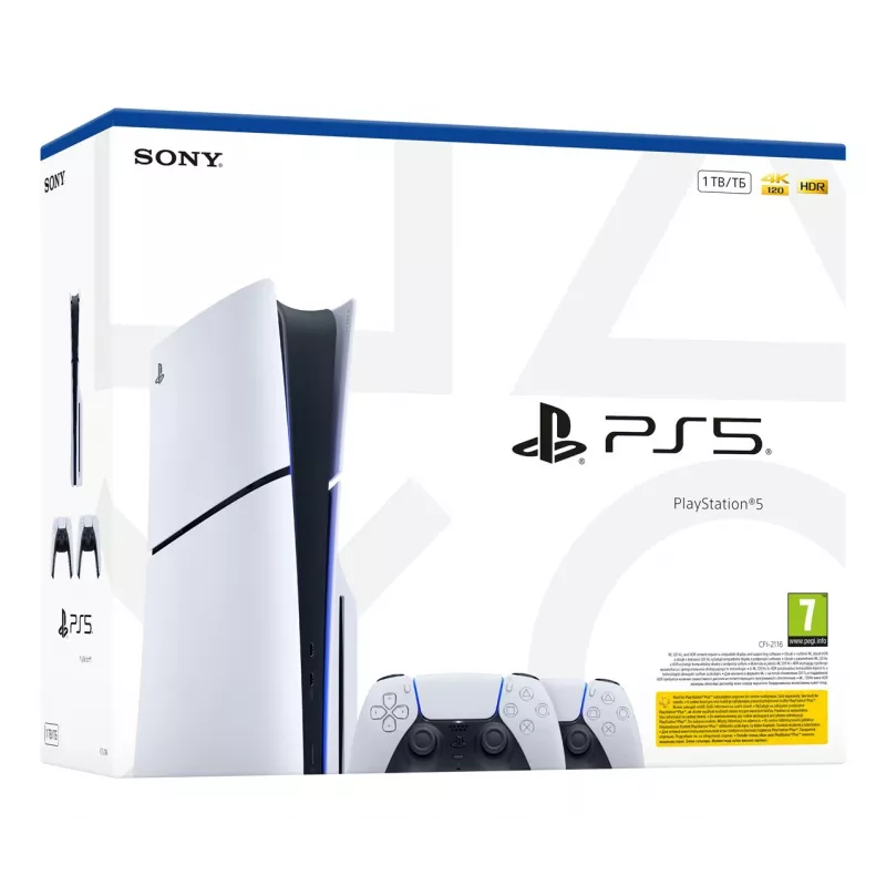 Sony PlayStation 5 Slim Disc Edition 1TB konsole - balta un melna
