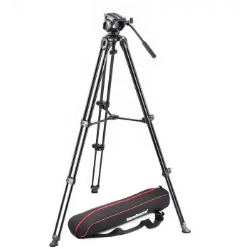 Manfrotto MVK500AM šķidruma video tripodu sistēma ar MVH500AH galvu un dubultkājām, 5 kg kravnesība, alumīnijs