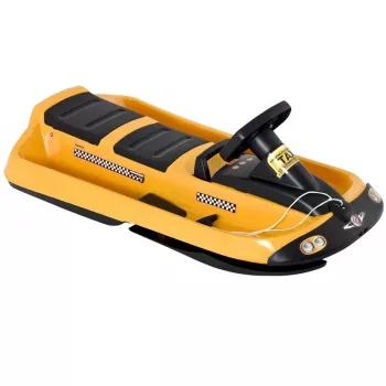 Hamax Sno Taxi Snow Racer Sledge – Dzeltena HDPE bērnu sniega ragavas ar stūri un rokas bremzi