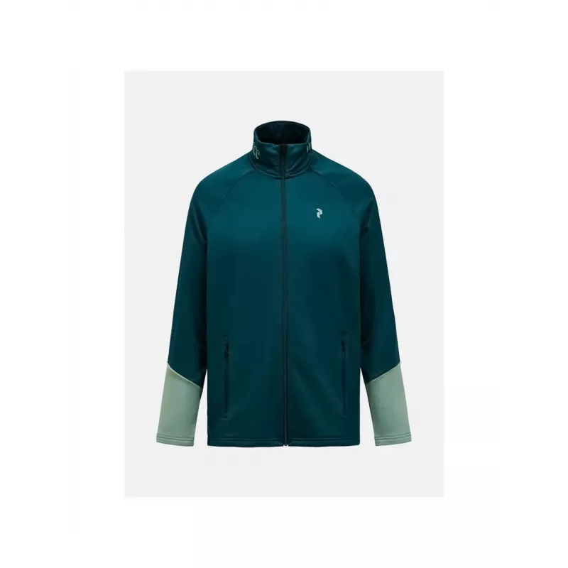 PEAK PERFORMANCE M Rider Essentials Vidējais slānis Rāvējslēdzēja jaka vīriešiem, zaļa, L