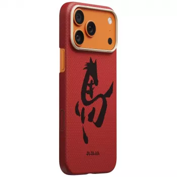 PITAKA Edge Case Ink Horse Painting Apple iPhone 17 Pro – Cinnabar Aramid Fiber Snap-On vāciņš ar MagSafe