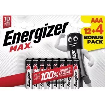 Energizer Max Micro AAA sārma baterijas 1,5 V, 16 gab. iepakojums (E303341000)