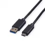 ROLINE USB 3.2 Gen 1 kabelis A uz C, 1m, melns