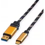 ROLINE GOLD USB 3.2 Gen 1 USB-A uz USB-C kabelis, 1m, melns, zeltīti savienotāji
