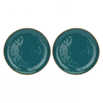ROSE&TULIPANI Concerto Ottanio 2 apaļu porcelāna pasniegšanas trauku komplekts, 32 cm, zili zaļš, piemērots trauku mazgājamai mašīnai un mikroviļņu krāsnij