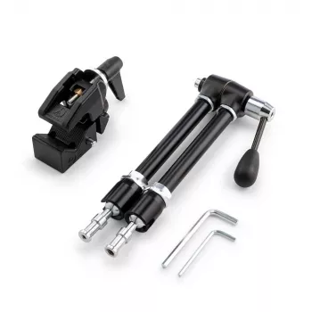 Manfrotto 143R Artikulēta burvju roka ar kameras kronšteinu, 3 kg celtspēja, alumīnijs, melna
