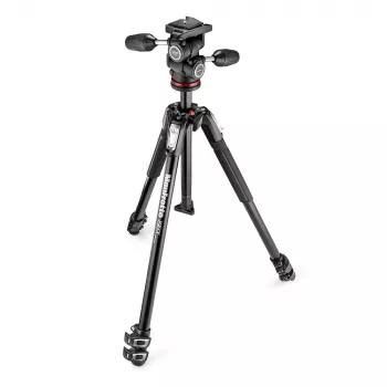 Manfrotto MK190X3-3W1 Alumīnija 3 sekciju statīvs ar 3-virzienu galvu