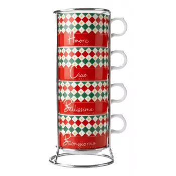 Bialetti 4 Cappuccio Tricolore Piena putotājs plītij, 160 ml, manuāls virzulis, Itāļu trikolors