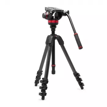 Manfrotto 055 oglekļa šķiedras video statīva sistēma ar 502AH šķidruma galvu