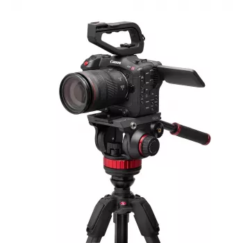 Manfrotto 055 oglekļa šķiedras video statīva sistēma ar 502AH šķidruma galvu