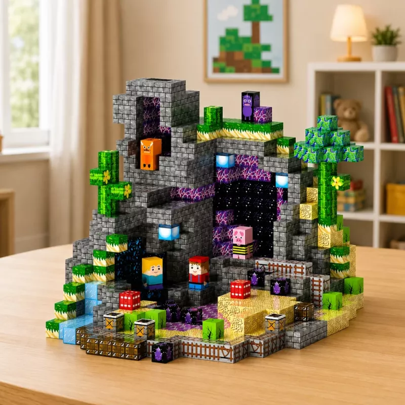 LEAN TOYS Magnetic Blocks Pixels Cubes Square World 100 gab.