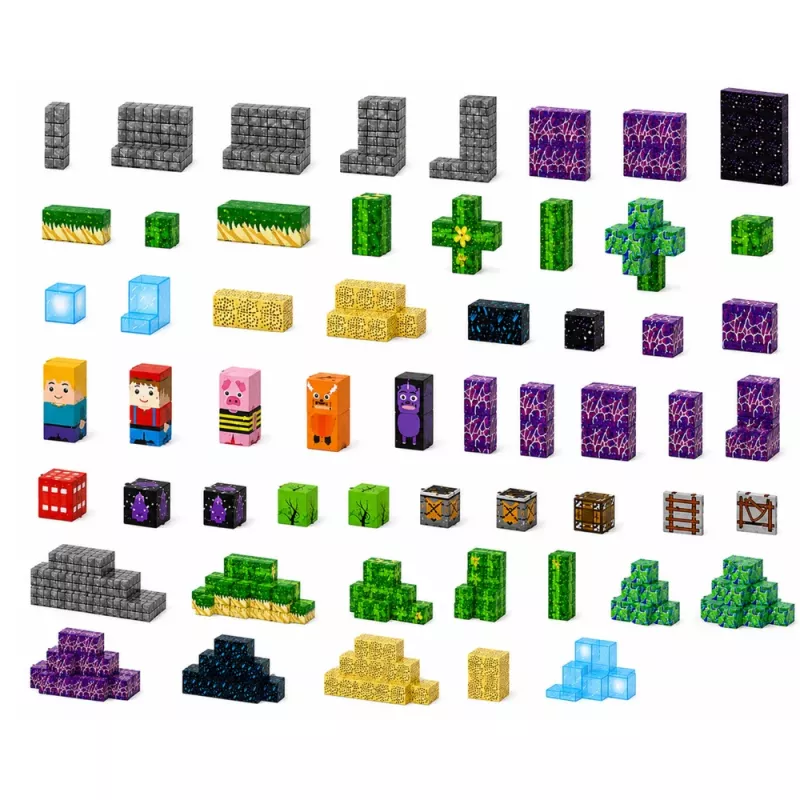 LEAN TOYS Magnetic Blocks Pixels Cubes Square World 100 gab.