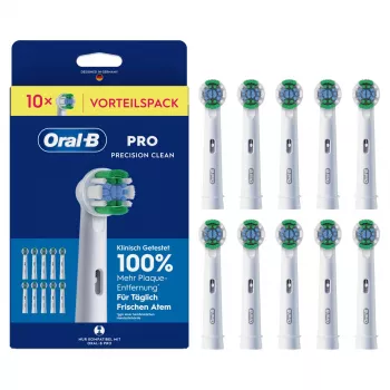 Oral-B Pro Precision Clean rezerves birstes galviņas, 10 iepakojums, vidēji cieti sari, CleanMaximiser tehnoloģija, saderīgas ar visām Oral-B uzlādējamām rokturiem, izņemot Pulsonic un iO