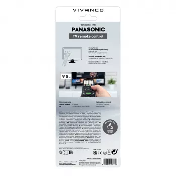 Vivanco VVREMOTEPANA universālā tālvadības pults Panasonic televizoriem – iepriekš programmēta, IR, melna