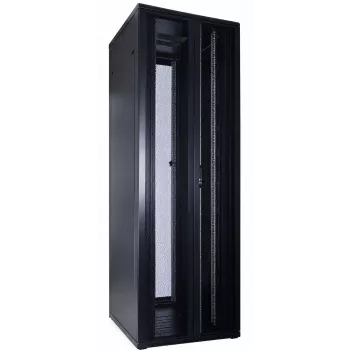 DSIT 47U 19 inch serveru skapis ar perforētām dubultdurvīm priekšā un aizmugurē, 800x1000x2250 mm, melns