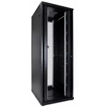 DSIT 47U 19 inch serveru skapis ar perforētām dubultdurvīm priekšā un aizmugurē, 800x1000x2250 mm, melns
