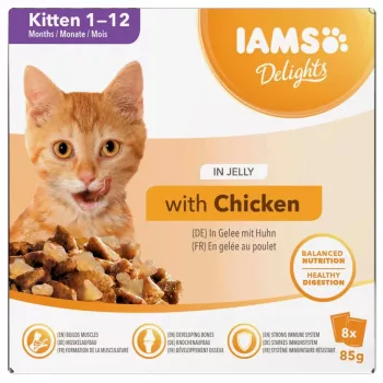 EUKANUBA IAMS DELIGHTS Kaķēns želejā mitrā kaķu barība 8x85g