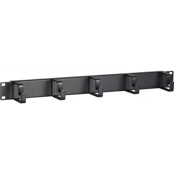 DSIT DS-1904 19 inch 1U statīva kabeļu pārvaldības panelis ar 5 metāla āķiem, melns