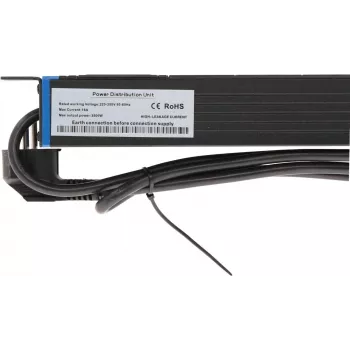 DSIT DS-8PDU-PE 19 inch statīva PDU, 8 Schuko rozetes, 16A, 2 m kabelis, melns