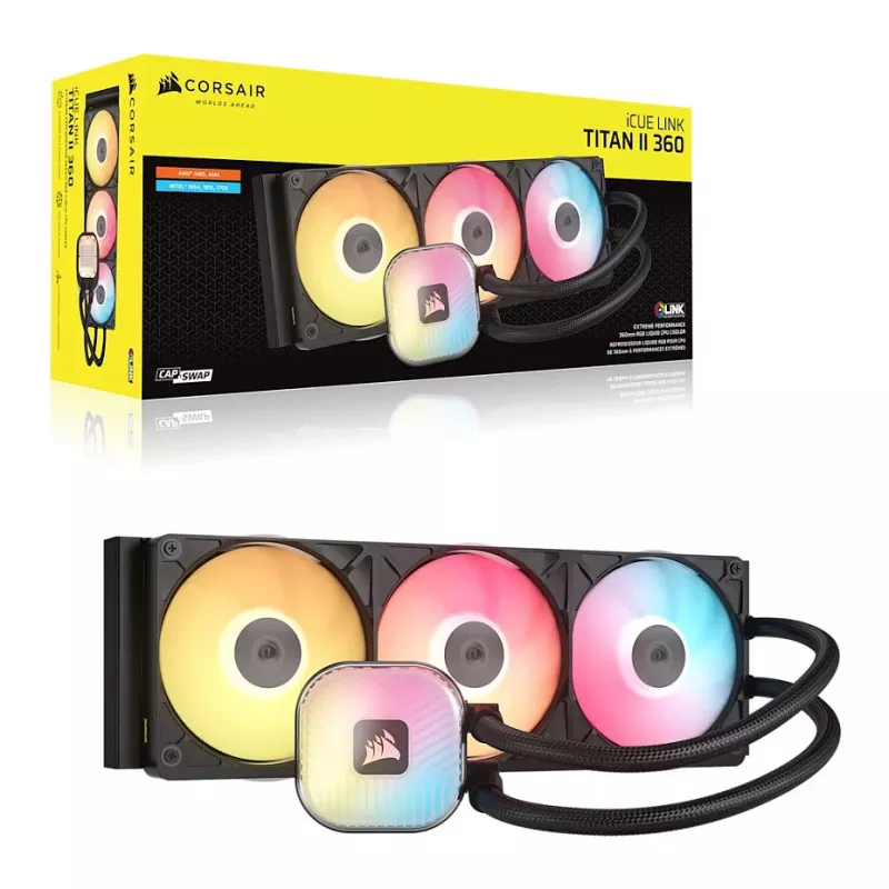 CORSAIR iCUE LINK TITAN II 360 RX RGB Melns šķidruma CPU dzesētājs