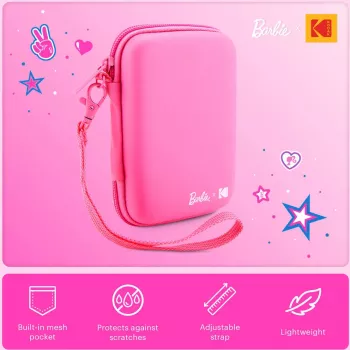 Kodak x Barbie EVA futrālis ar noņemamu siksniņu un sietveida kabatiņu Printomatic un Step Slim, rozā krāsā (RODBCEPK)