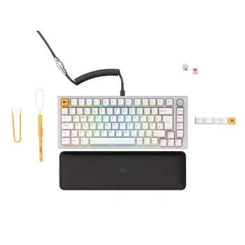 Glorious GMMK Pro mehāniskā klaviatūra, 75% pre-built, ISO UK izkārtojums, balta