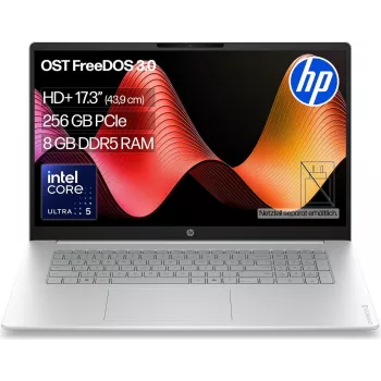 HP OmniBook 3 17-dg0054ngx 17,3 collu Full HD klēpjdators - Intel Core 5 225U, 8GB RAM, 256GB SSD, FreeDOS, dabīgs sudrabs