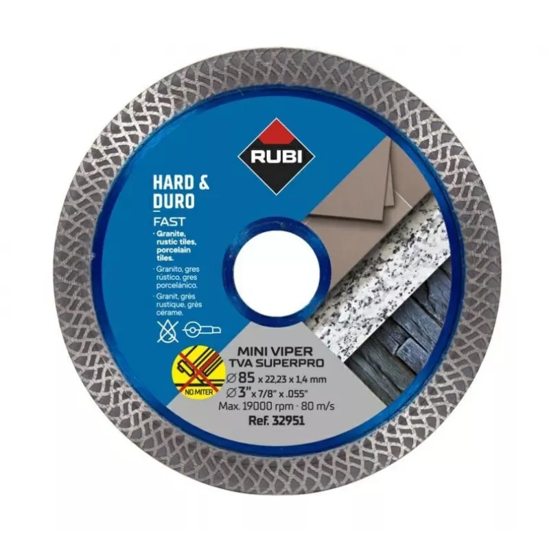 RUBI TVA 85 SUPERPRO MINI VIPER dimanta disks ar nepārtrauktu malu 85 mm x 15 mm