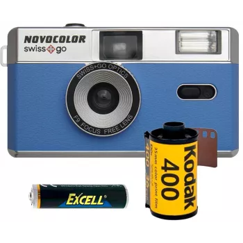 Novocolor Swiss+Go 35mm filmu kamera, zila (SWI401610)