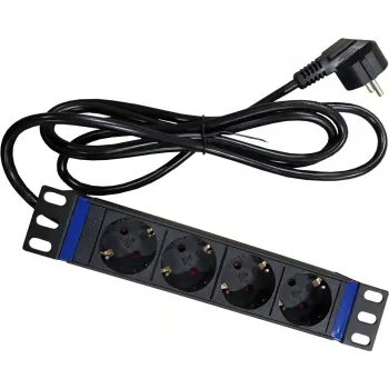 DSIT DS10-4PDU 10 collu statīva strāvas sadales bloks, 4 Schuko kontaktligzdas, 16A, melns