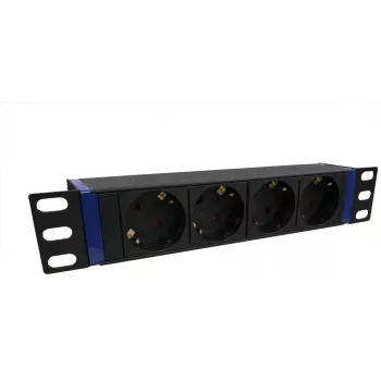 DSIT DS10-4PDU 10 collu statīva strāvas sadales bloks, 4 Schuko kontaktligzdas, 16A, melns