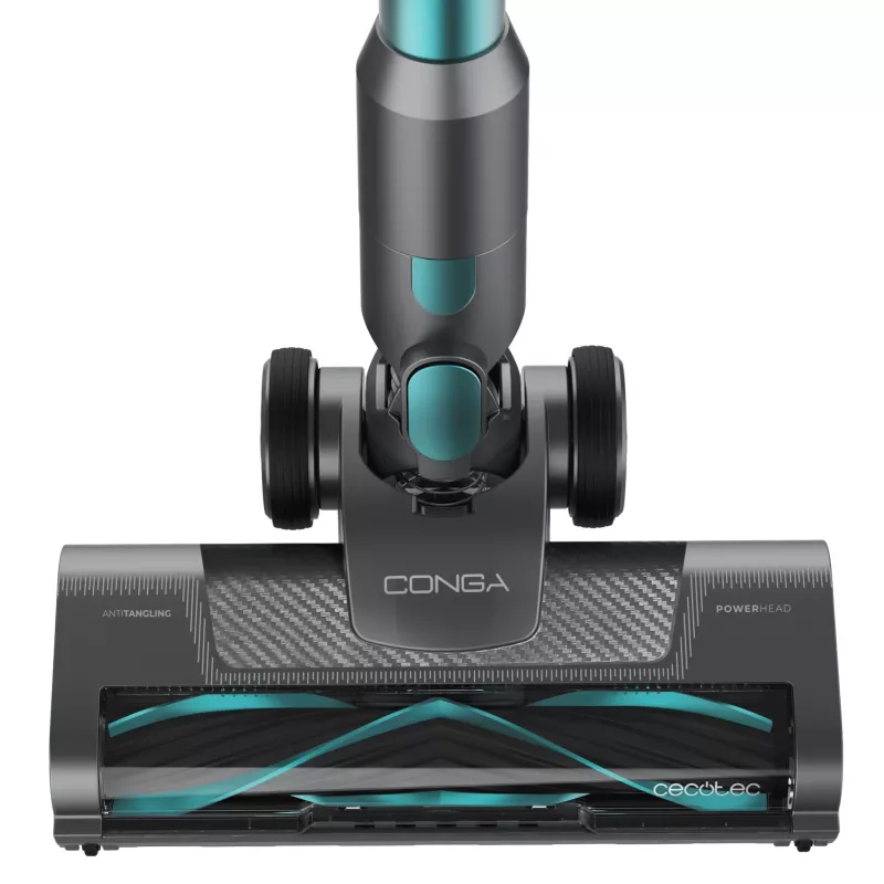 Cecotec Conga Rockstar P50 bezvadu 3-in-1 kāta putekļsūcējs, 24 kPa sūkšanas jauda, 65 min darbības laiks, bezsuku motors, LED displejs, melns/tirkīza